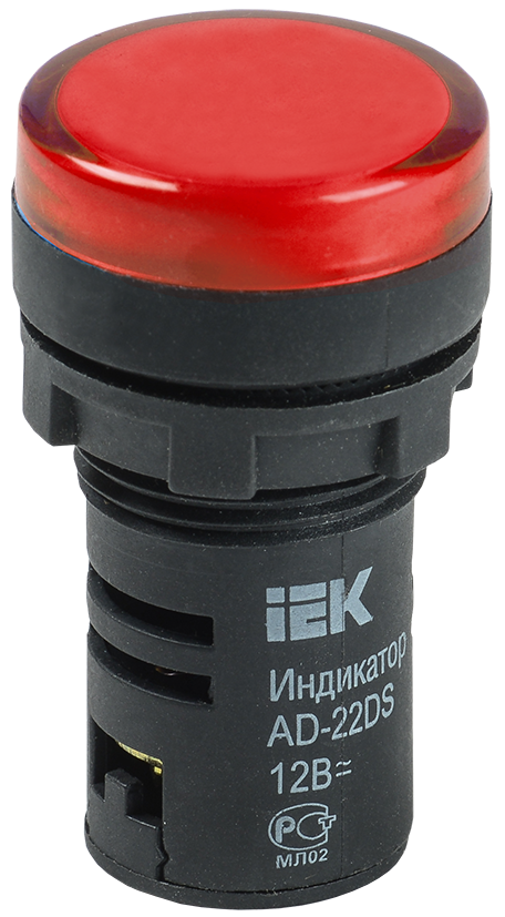 Лампа AD22DS(LED)матрица d=22мм красный 12В AC/DC IEK