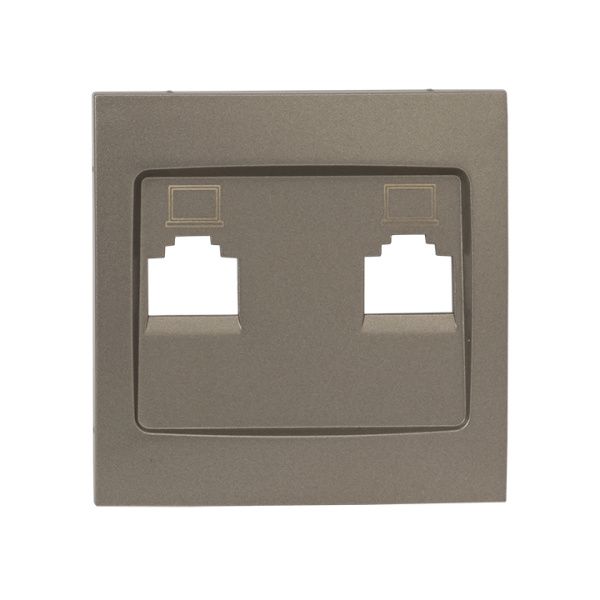 Валенсия лиц. панель розетки RJ-45 2-местная кашемир EKF