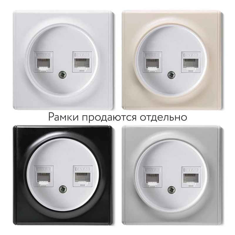 Розетка двойная телефон/компьютер RJ11/RJ45 кат.5e, цвет белый Florence - Фото 2