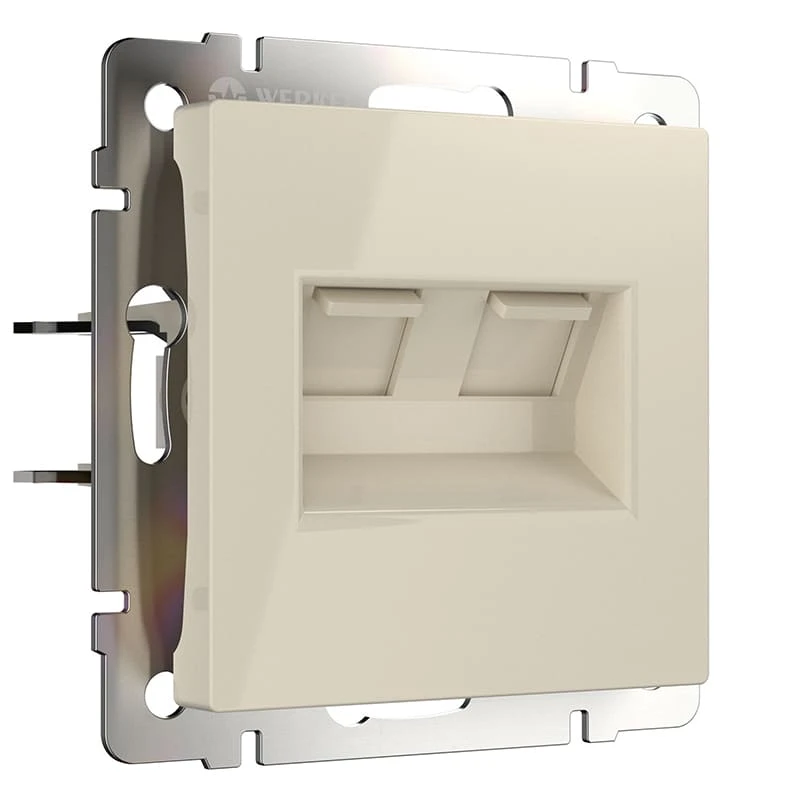 Розетка двойная Ethernet RJ-45 (слоновая кость) Werkel