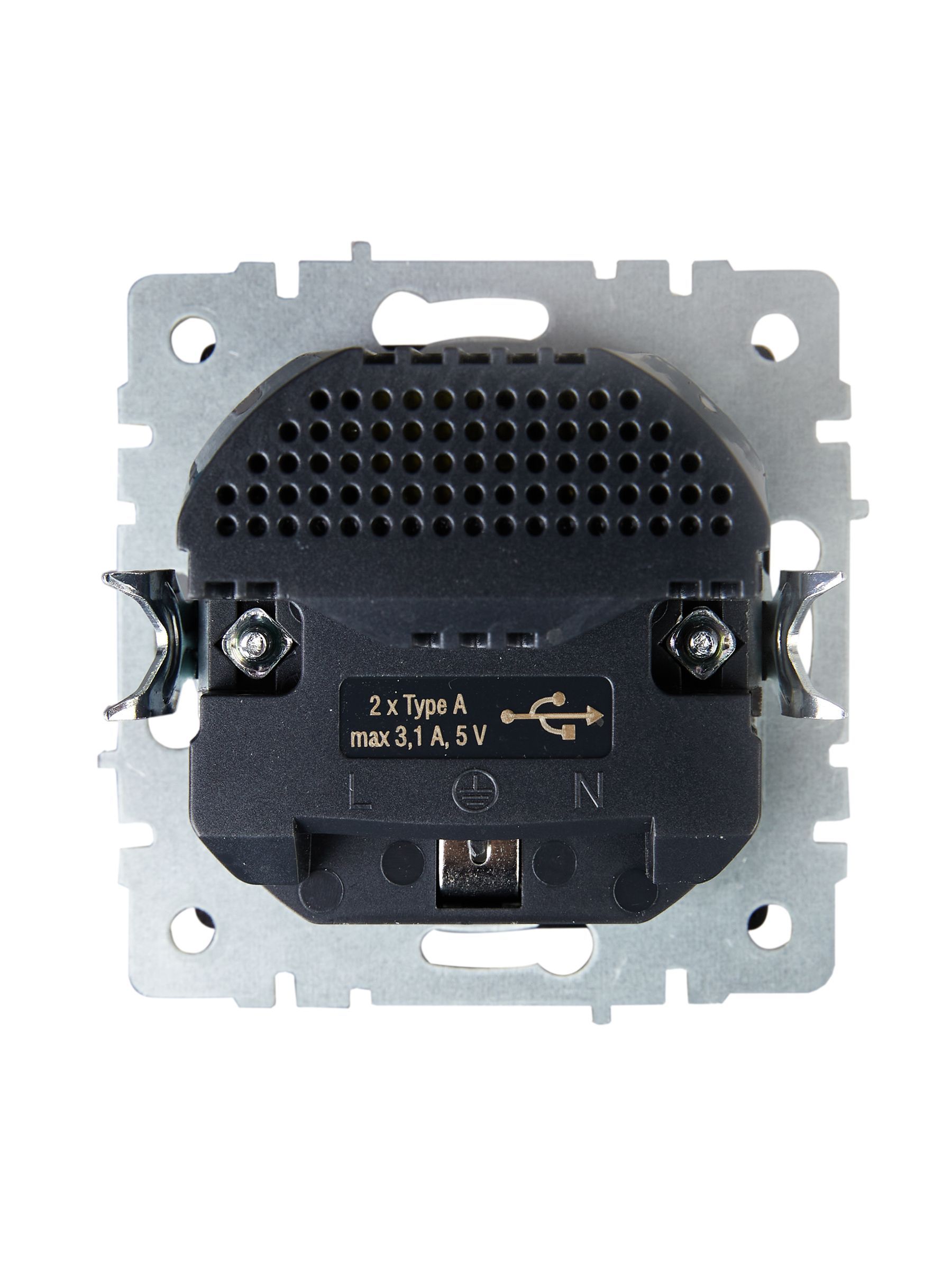 BRITE Розетка 1-местная с заземлением с защитными шторками 16А с USB A+A 5В 3,1А РЮш10-2-БрГ графит IEK - Фото 4
