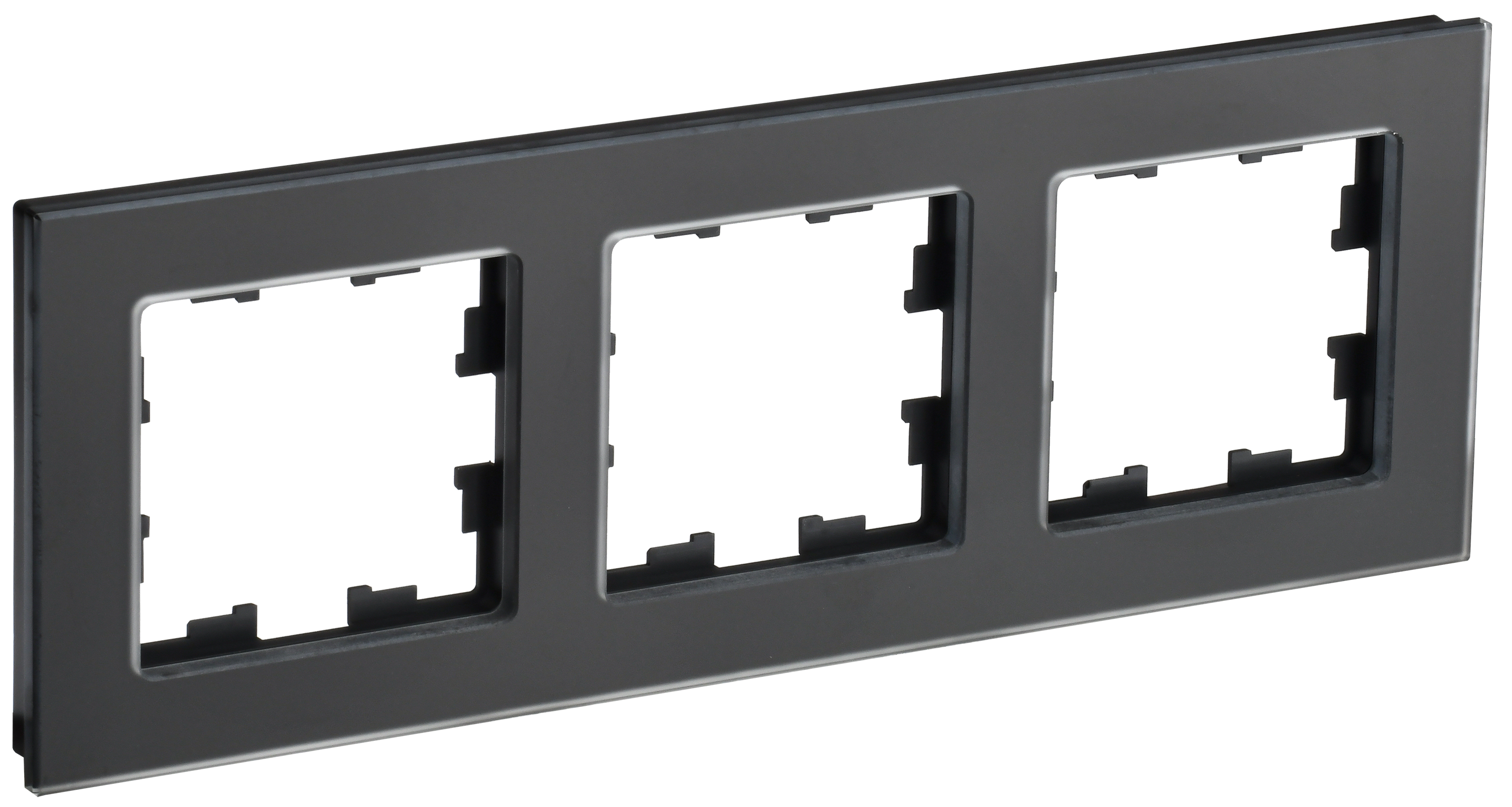 BRITE Рамка 3-местная РУ-3-2-Бр стекло черный матовый IEK