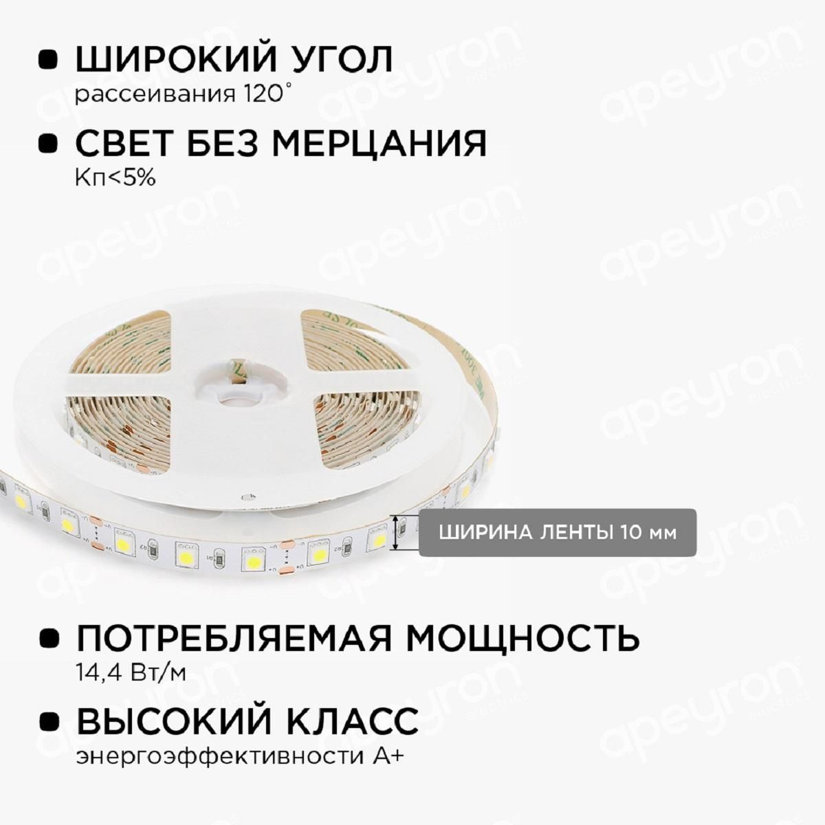Комплект светодиодной ленты с аксессуарами smd5050 60д/м 12В 6500K IP20 5м Apeyron - Фото 5