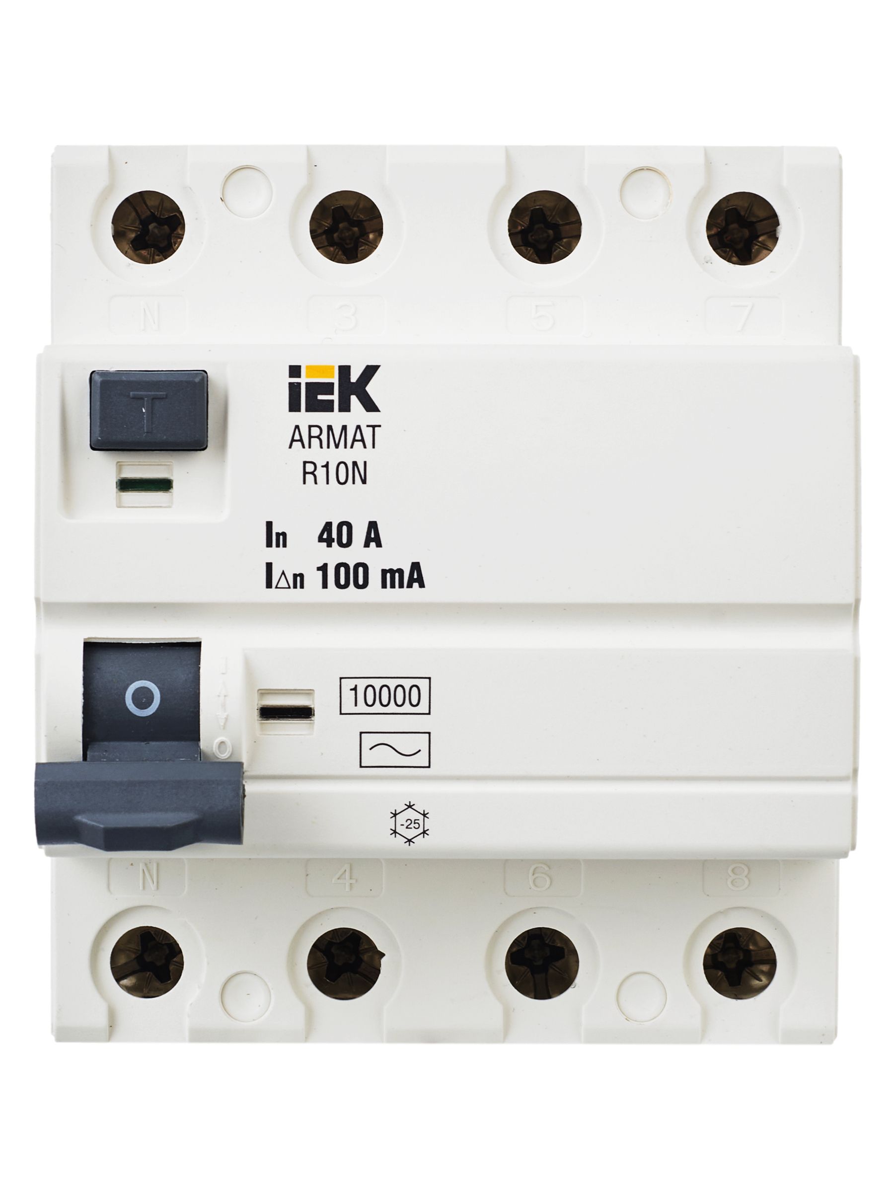 ARMAT Выключатель дифференциального тока R10N 4P 40А 100мА тип AC IEK - Фото 7