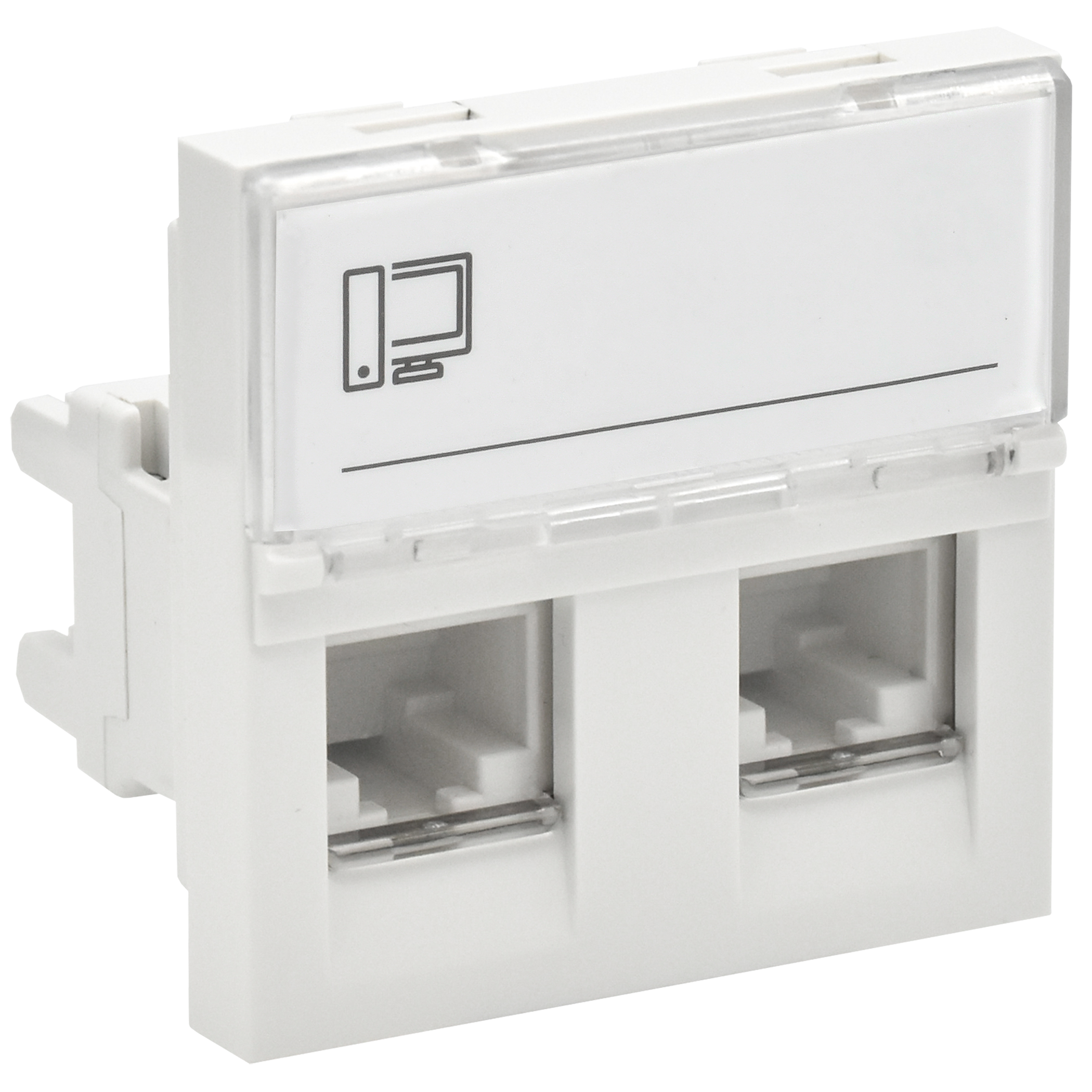 PRIMER РКИ-22-00-П-6 Розетка компьютерная RJ45 UTP кат.6 (2 модуля 2 входа) белая IEK PR-KK40D-RI-0-2-2C06U-K01