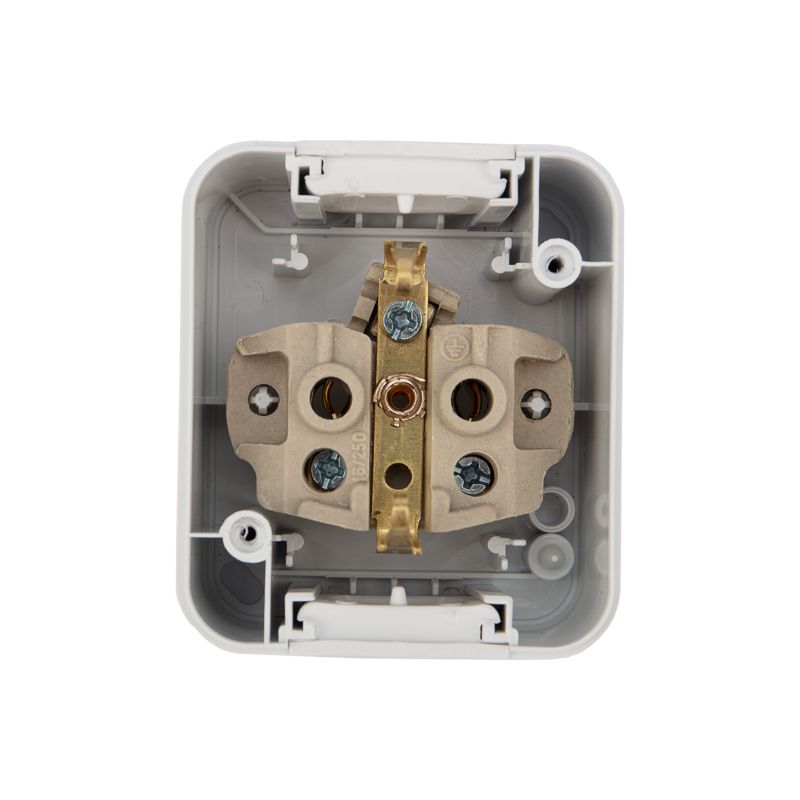 Розетка одноместная (керамика) Mini OG IP54 с/з, о/у, белая KRANZ - Фото 5