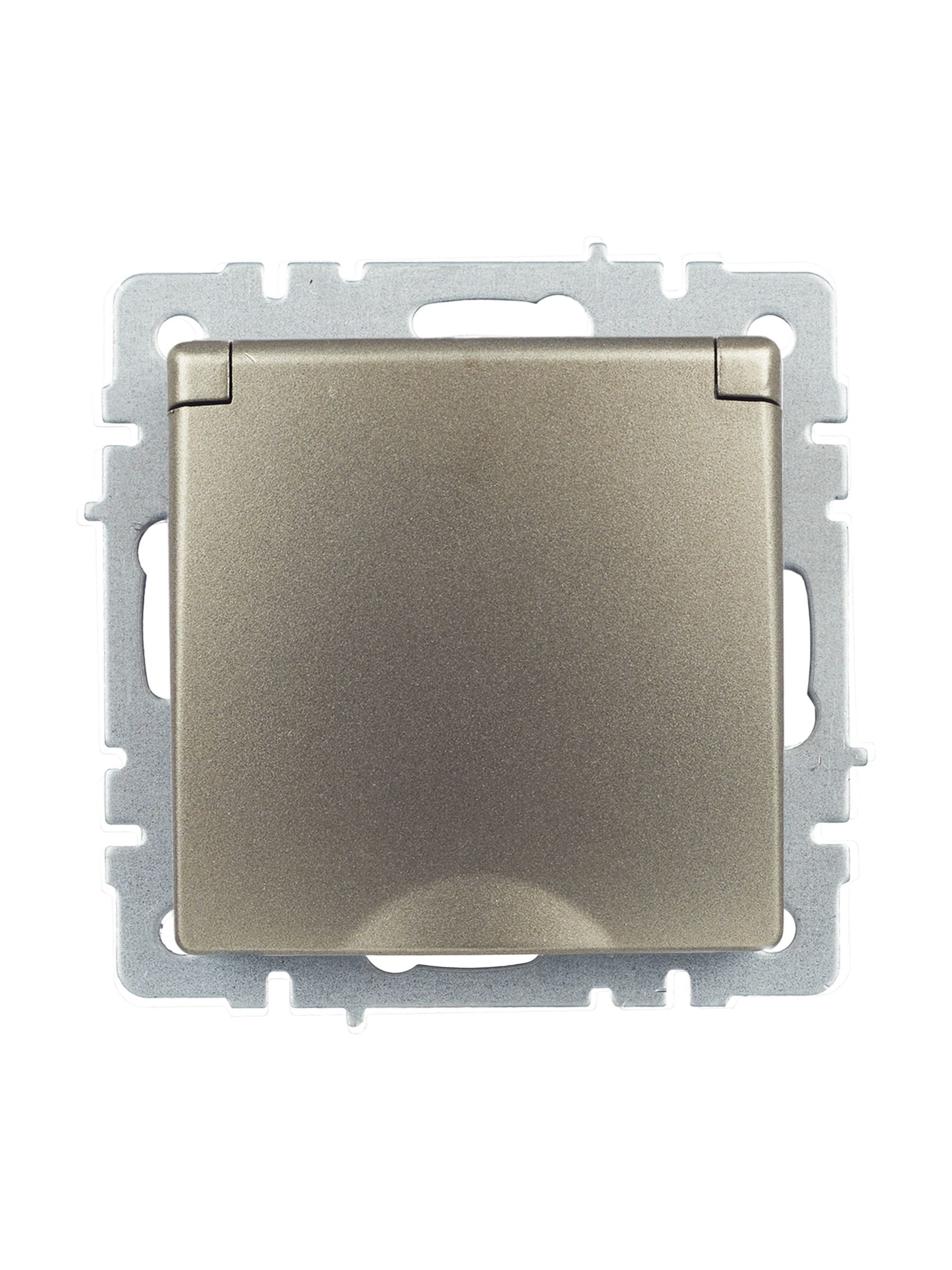 BRITE Розетка 1-местная с заземлением с защитными шторками и крышкой 16А IP20 РСбш10-3-БрШ шампань IEK - Фото 5