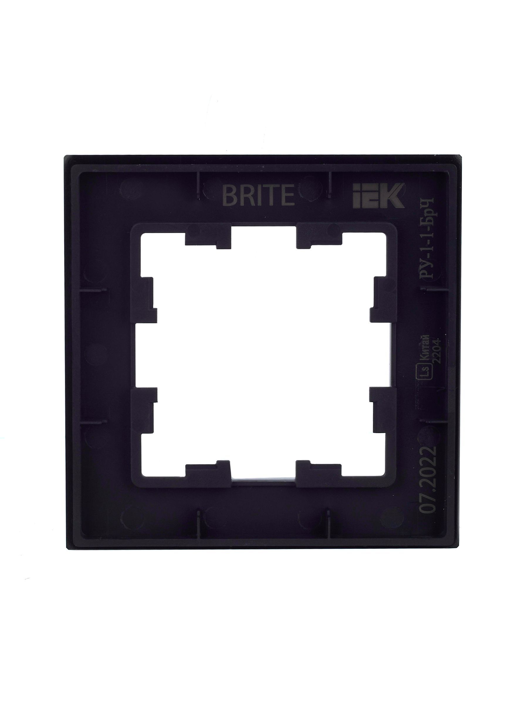 BRITE Рамка 1 -местная РУ-1-1-БрЧ металл черный IEK - Фото 4