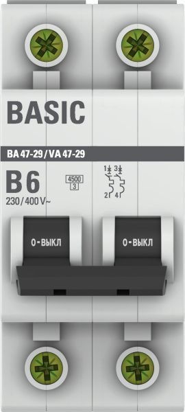 Авт. выкл. 2P 6А (B) 4,5кА ВА 47-29 - Фото 4