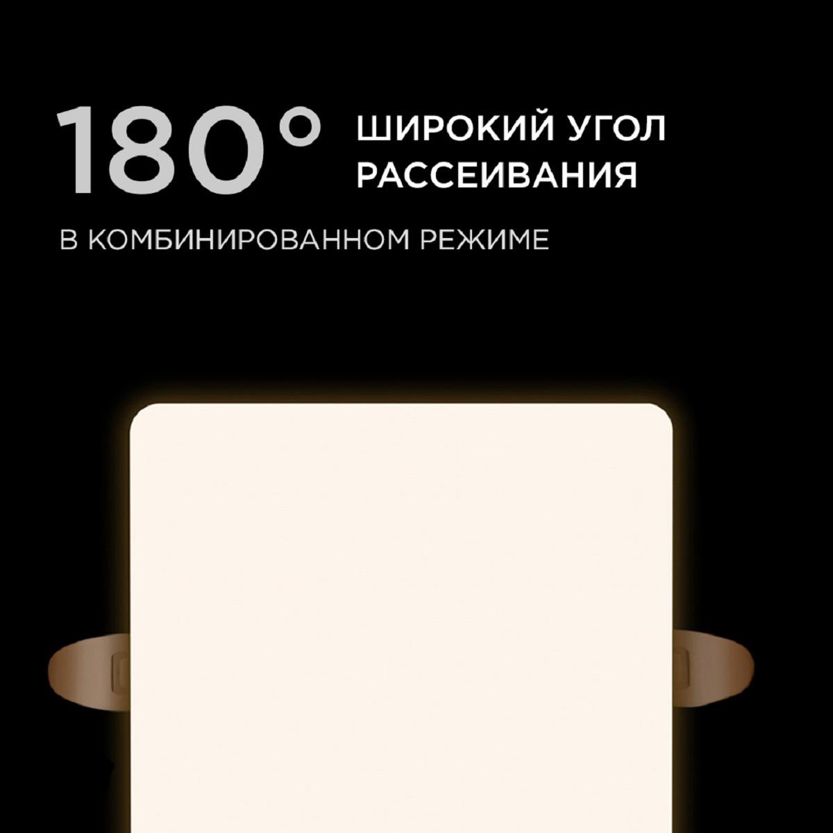Панель светодиодная встраиваемая безрамочная FLP, 12Вт (8Вт+4Вт), 230В/50Гц, 1020лм, 4000К, IP20, 12 - Фото 6
