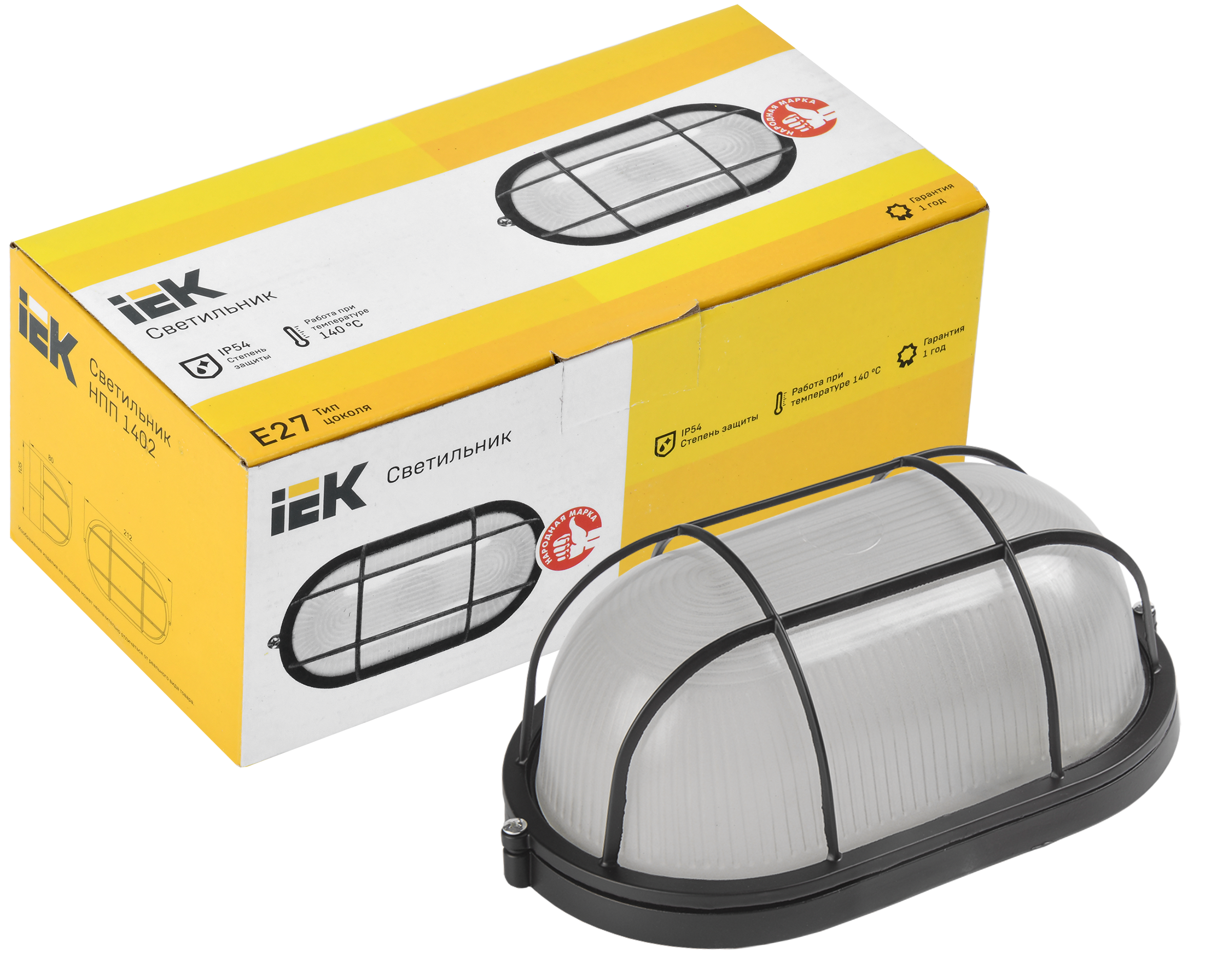 Светильник НПП1402 овал с решеткой 60Вт IP54 черный IEK - Фото 3