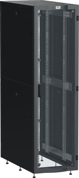 ITK LINEA S Шкаф серверный 19" 48U 600х1200мм передняя дверь двухстворчатая перфорированная задняя дверь перфорированная черный RAL 9005