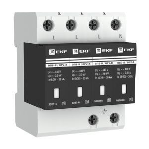 Ограничитель импульсных напряжений ОПВ-B/4P In 30кА 440В с сигн. EKF opv-b4