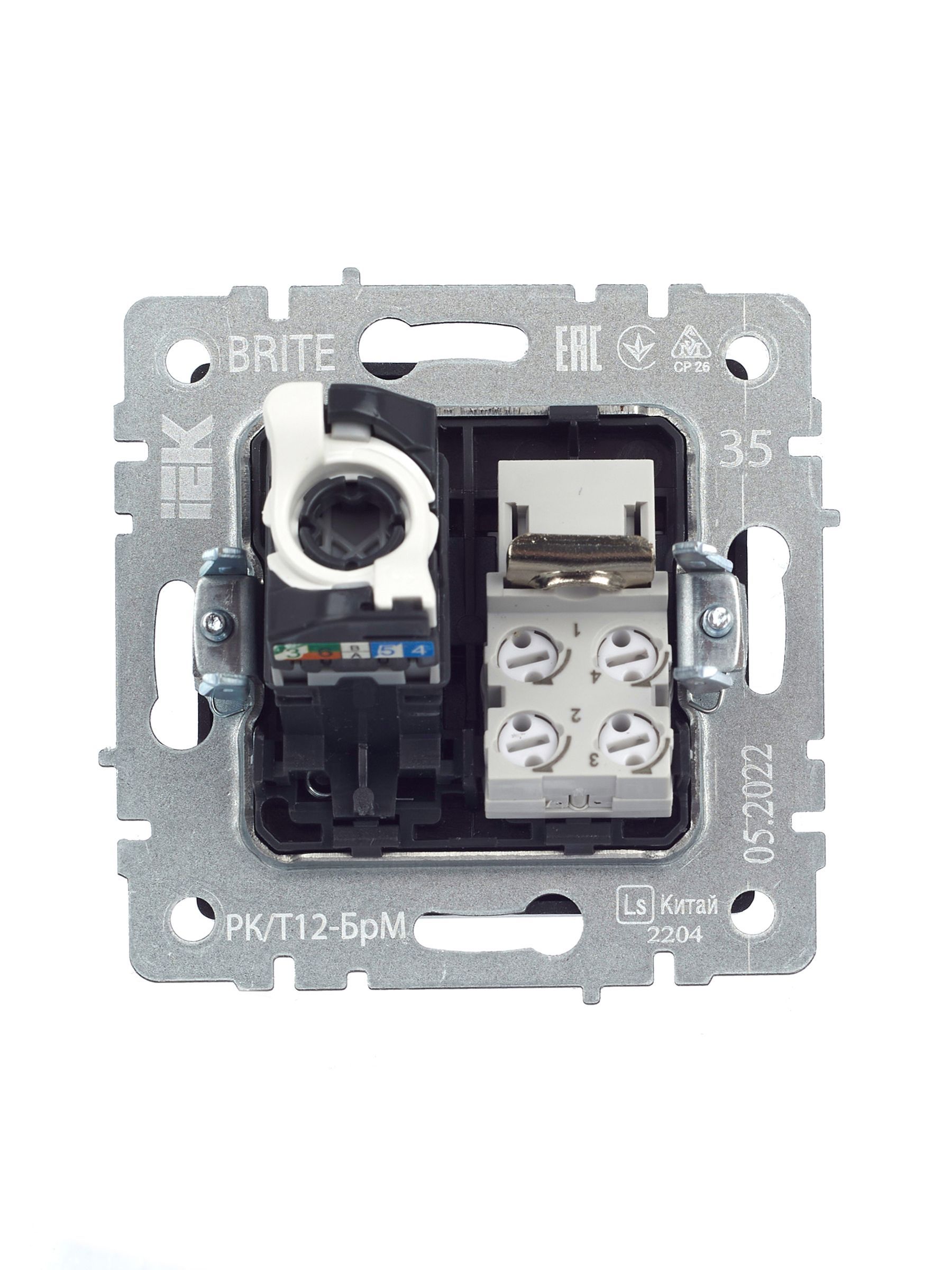 BRITE Розетка двойная RJ11+RJ45 кат.5E РК/Т12-БрМ маренго IEK - Фото 8
