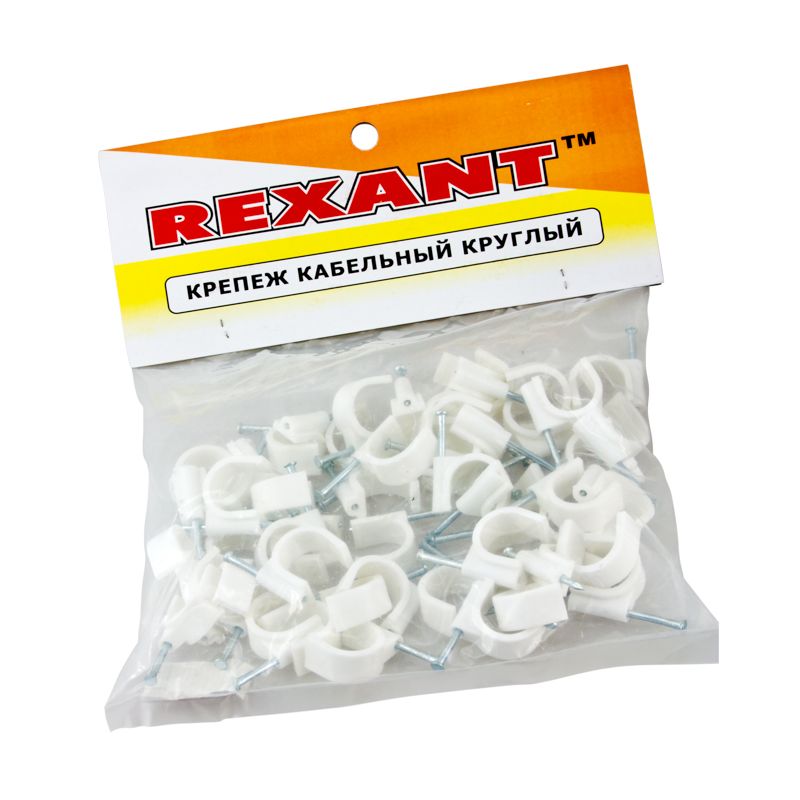 Крепеж кабеля круглый 20мм, белый (50 шт/уп) REXANT - Фото 3