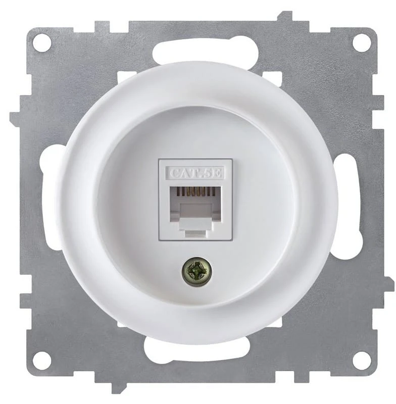 Розетка компьютерная 1xRJ45 кат.5e, цвет белый Florence