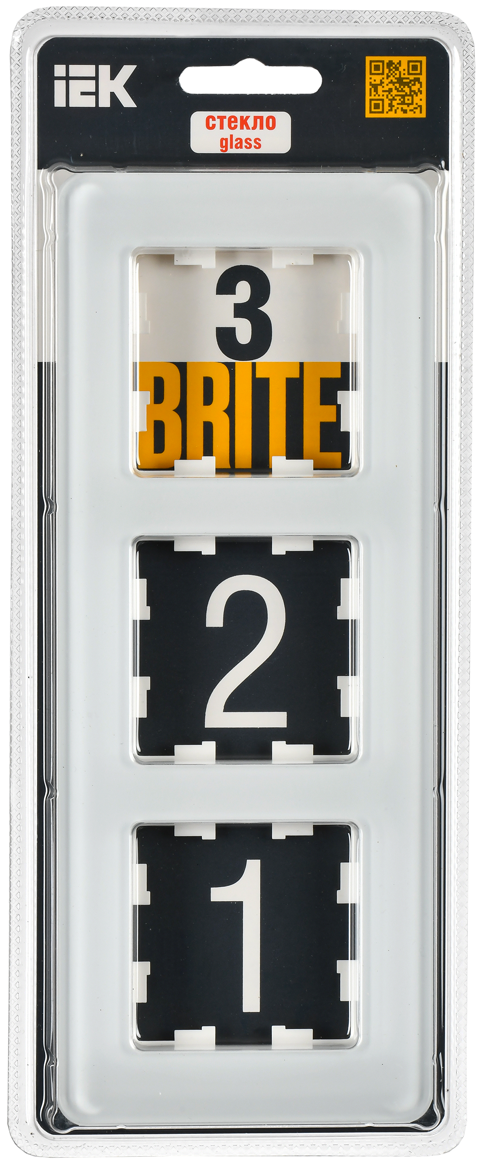 BRITE Рамка 3-местная РУ-3-2-Бр стекло белый RE IEK - Фото 2