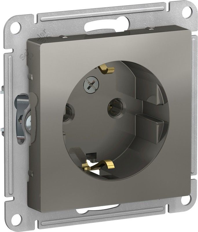 Розетка 1-м СП AtlasDesign 16А IP20 с заземл. механизм сталь SE ATN000943