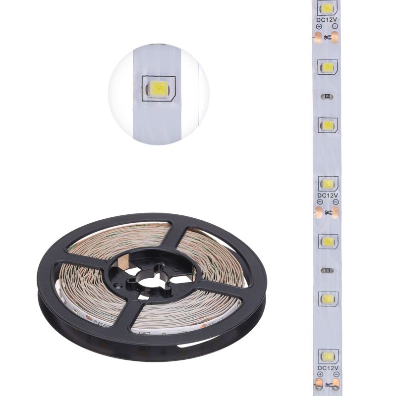 Лента светодиодная 12В, SMD2835, 4,8Вт/м, 60 LED/м, 2700К, 8мм, 5м, для БП с клеммами, IP20 LAMPER - Фото 3
