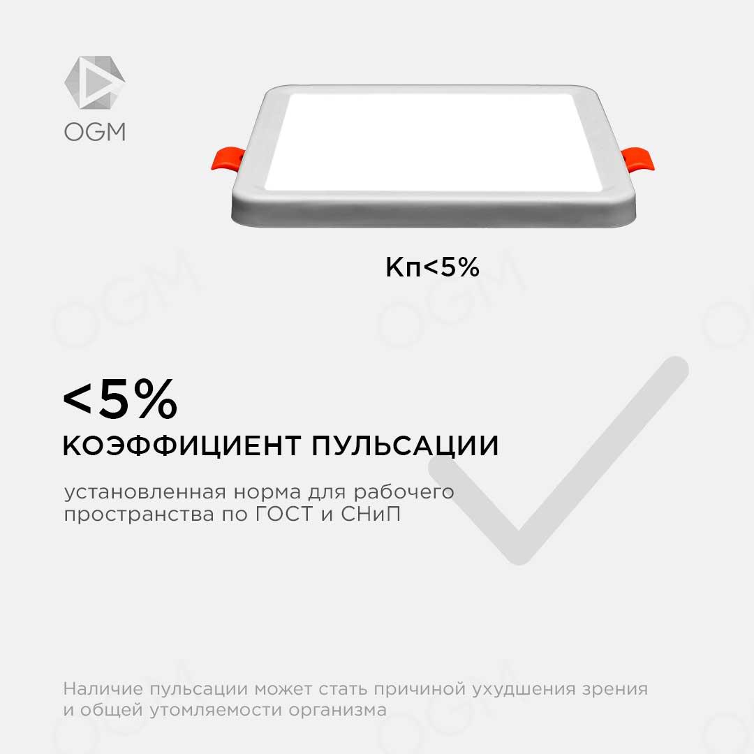 Панель светодиодная встраиваемая квадратная  8Вт, 750Лм, 115х115х20мм, 4500К, Apeyron - Фото 10