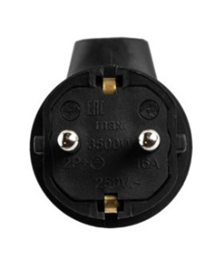 Вилка угловая с заземляющим контактом, 2P+PE 230V 16А IP44, каучук, черная - Фото 3