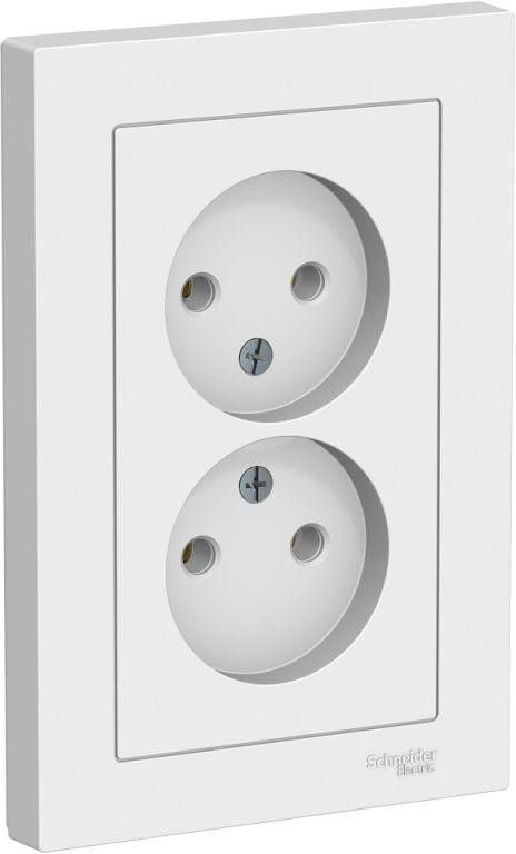 Розетка 2-м СП AtlasDesign 16А IP20 без заземл. в сборе бел. SE ATN000120