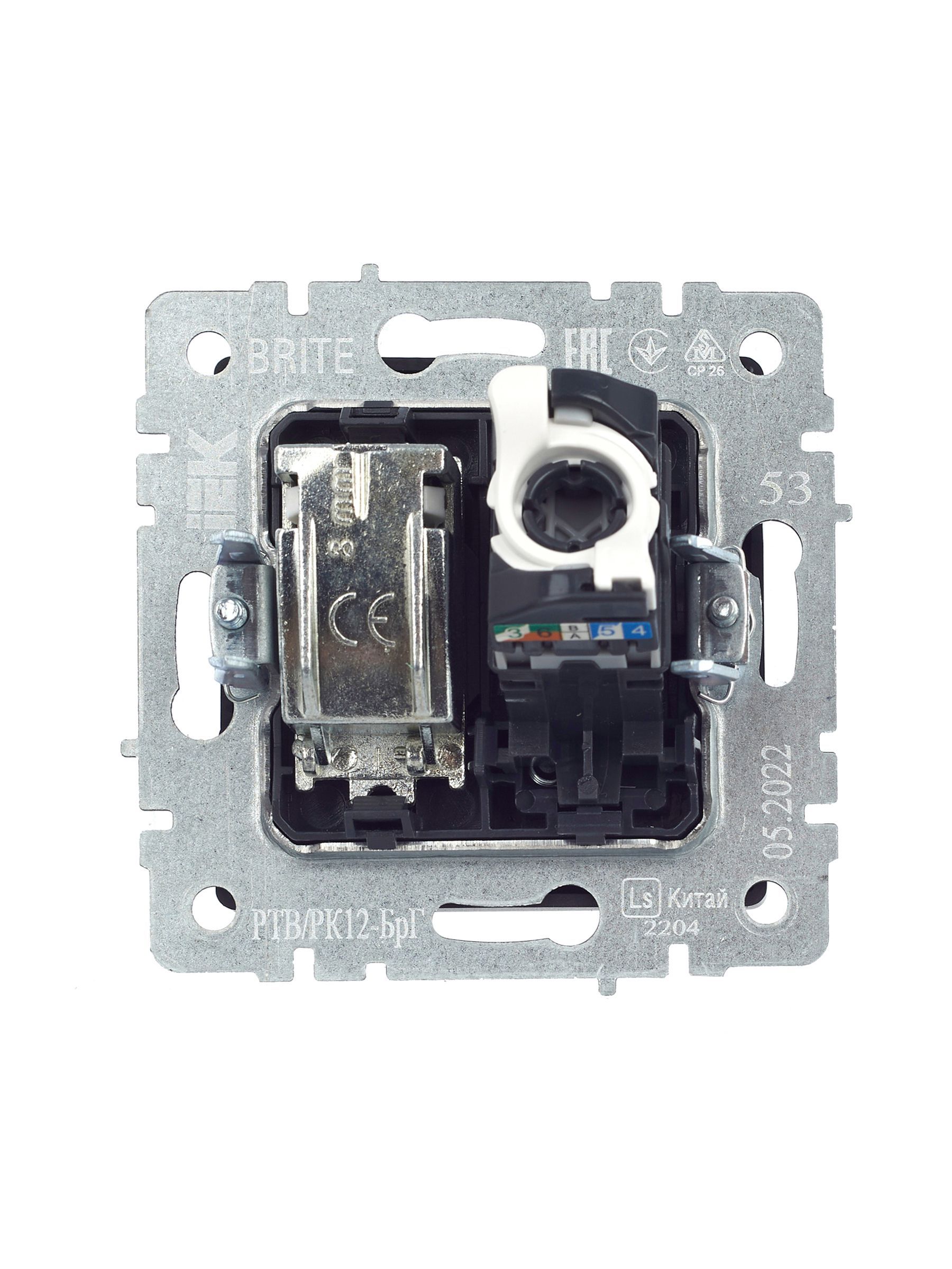 BRITE Розетка двойная TV+RJ45 кат.5E РТВ/РК12-БрГ графит IEK - Фото 7