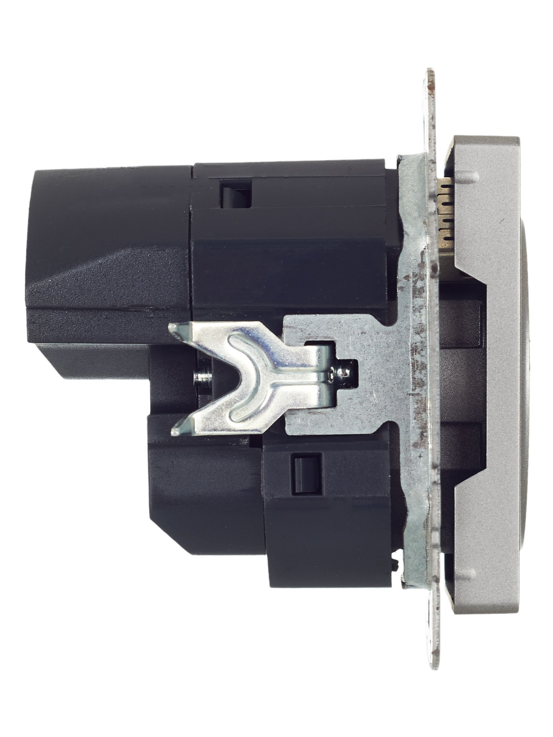 BRITE Розетка 1-местная с заземлением с защитными шторками 16А с USB A+A 5В 3,1А РЮш10-2-БрС сталь IEK - Фото 5