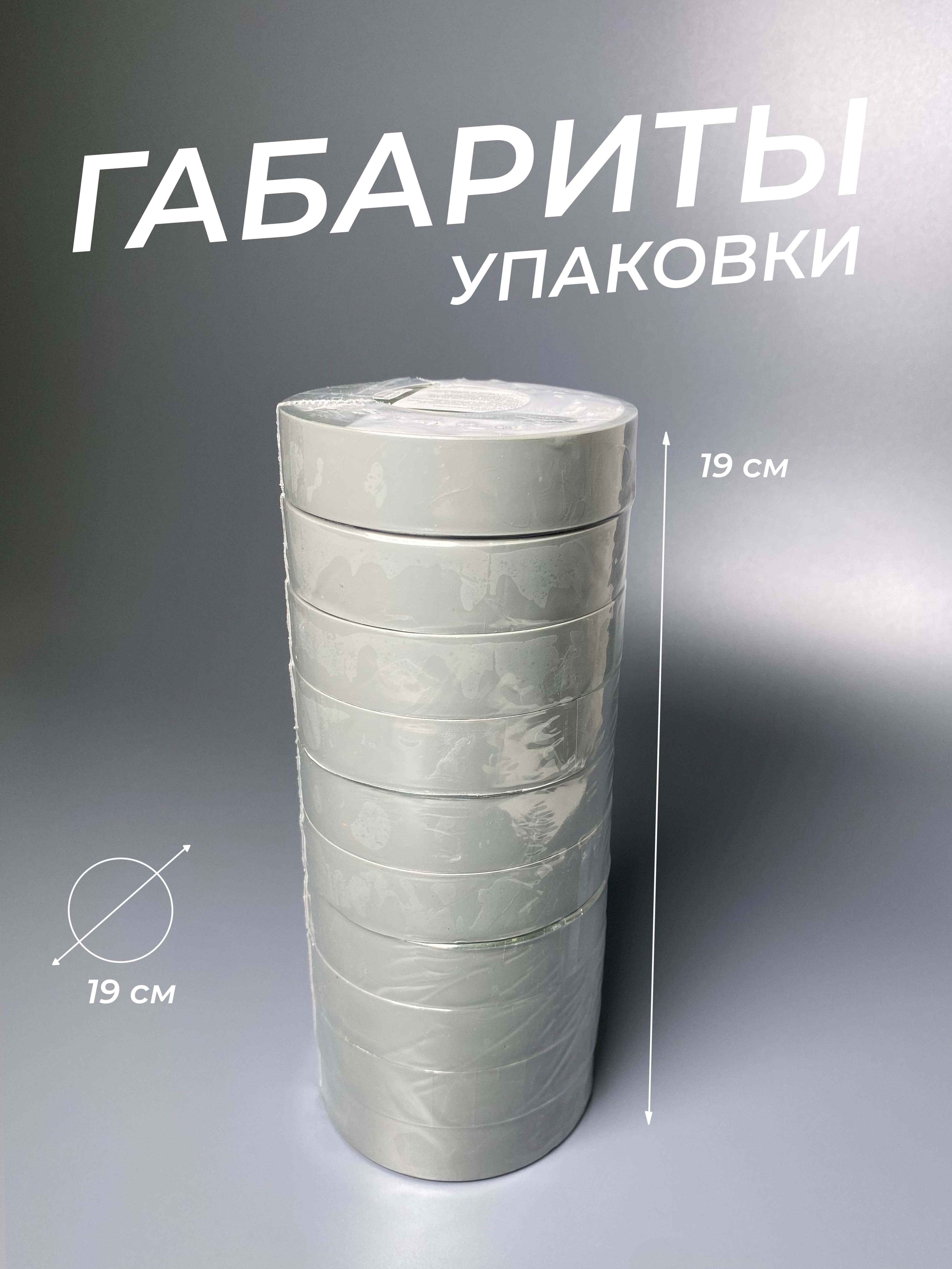 Изолента 0,18х19х20м профессиональная серая (10шт/уп) - Фото 4