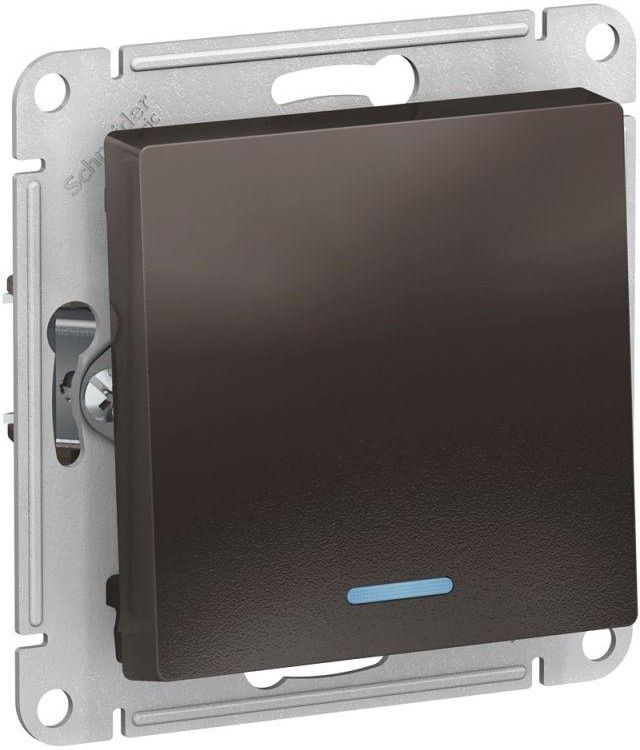 Выключатель 1-кл. СП AtlasDesign 10А IP20 (сх. 1а) 10AX с подсветкой механизм мокко SE ATN000613