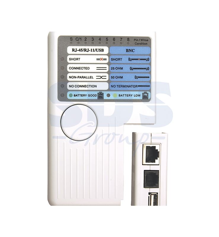 Тестер кабеля универсальный 5 в 1  RJ-45+RJ-11/RJ-12+1394+USB+BNC  3468  REXANT 12-1003