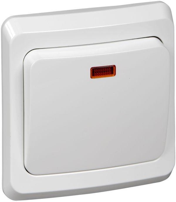 Выключатель 1-кл. СП Этюд 10А IP20 с подсветкой бел. SE BC10-005B - Фото 2