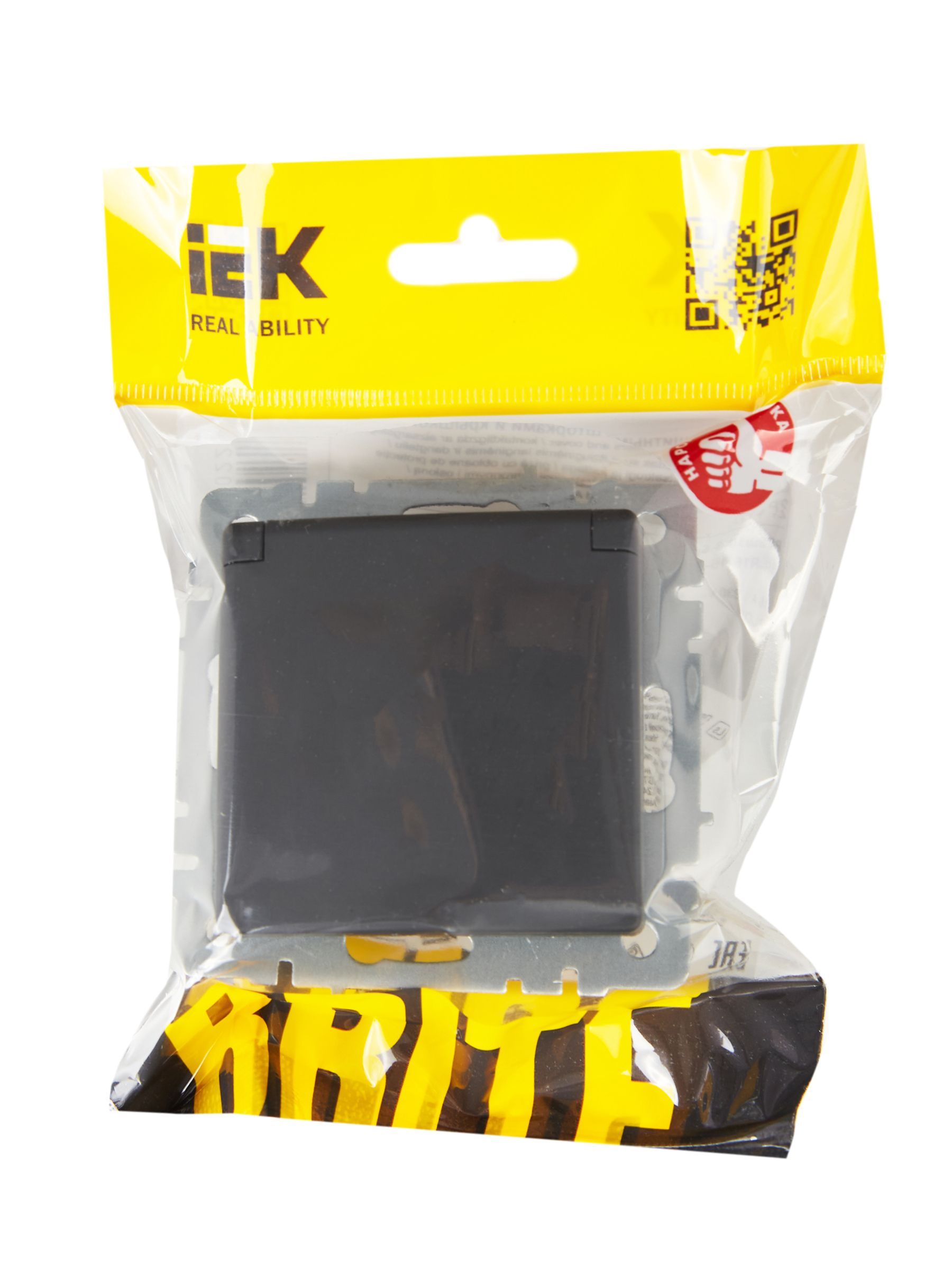 BRITE Розетка 1-местная с заземлением с защитными шторками и крышкой 16А IP20 РСбш10-3-БрГ графит IEK - Фото 4