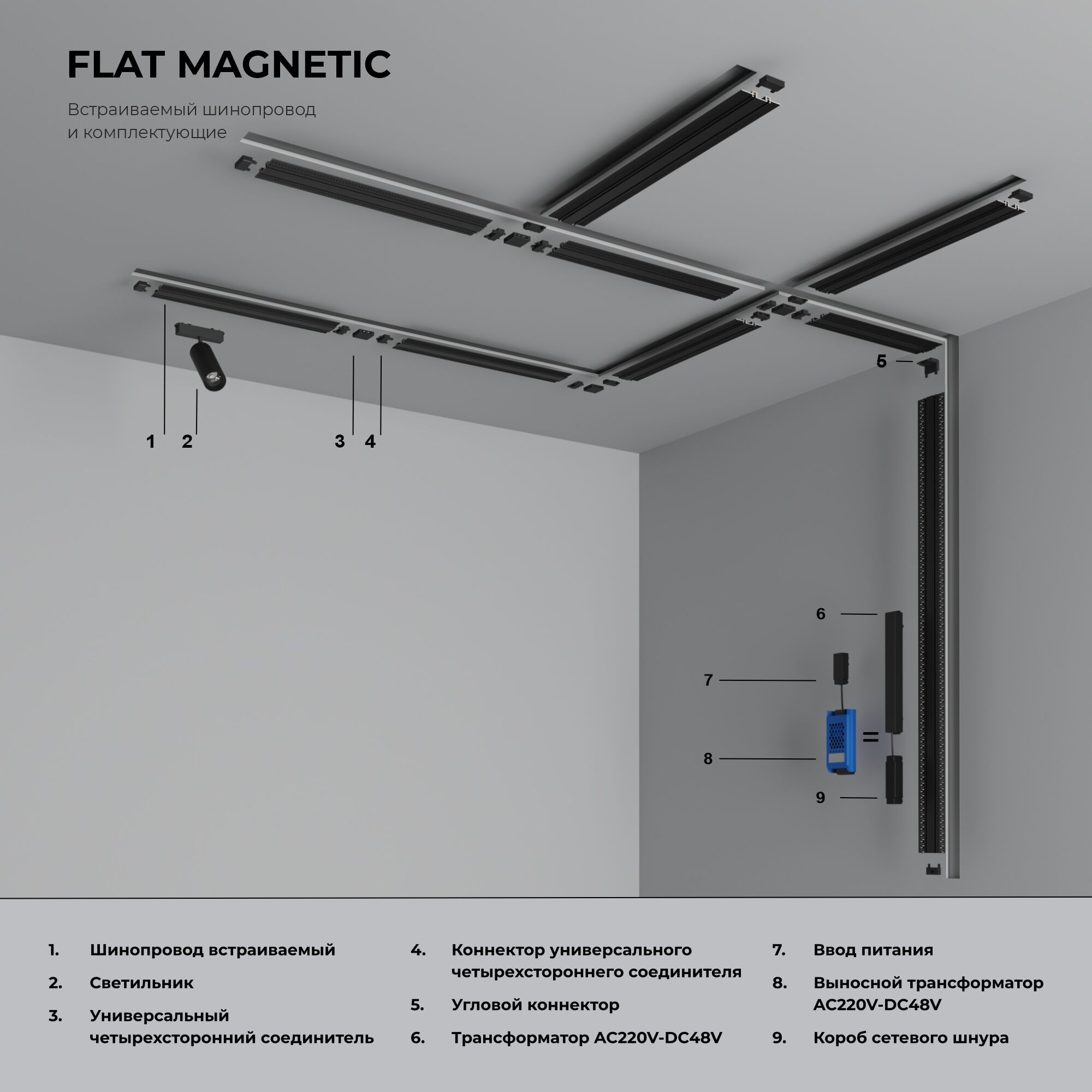 Flat Magnetic Коннектор угловой внутренний для накладного шинопровода (черный) 85002/00 Elektrostand - Фото 5