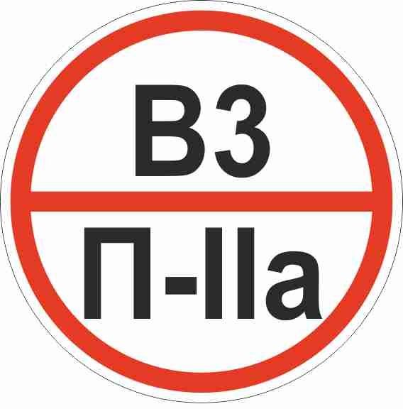 Знак пластик "Категории помещения по взрывопожарной и пожарной опасности В3 П-IIа" (200x200) EKF