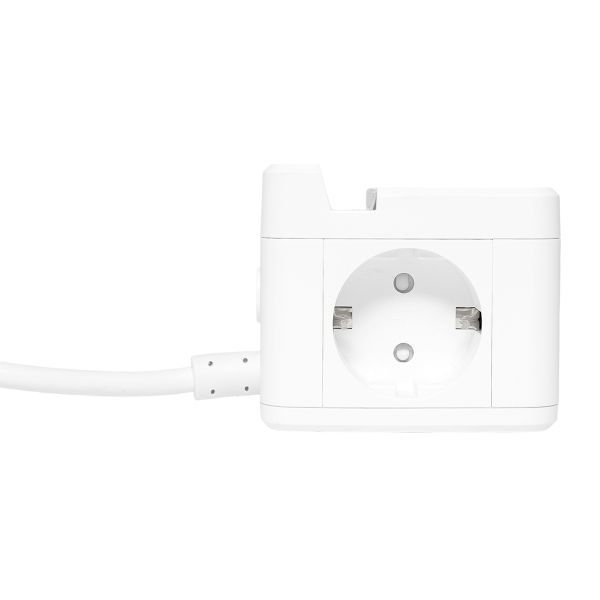 Удлинитель "Куб" 2 гнезда USB + 2Type C с быстрой зарядкой, подставкой под телефон и ночником 1,3 метра 1мм2 - Фото 4