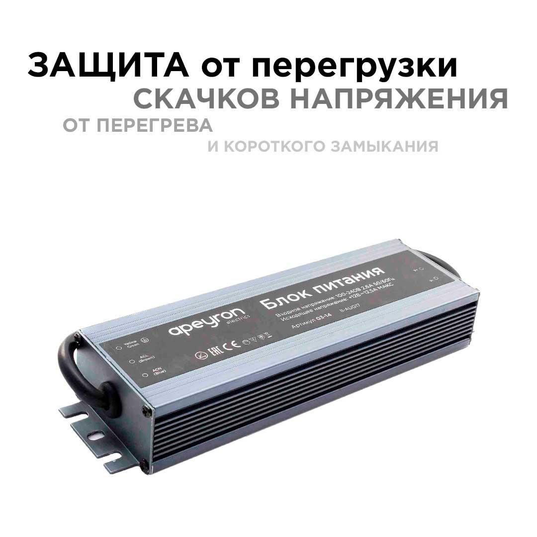 Блок питания 12В, 150 Вт, IP67, 12,5А - Фото 9