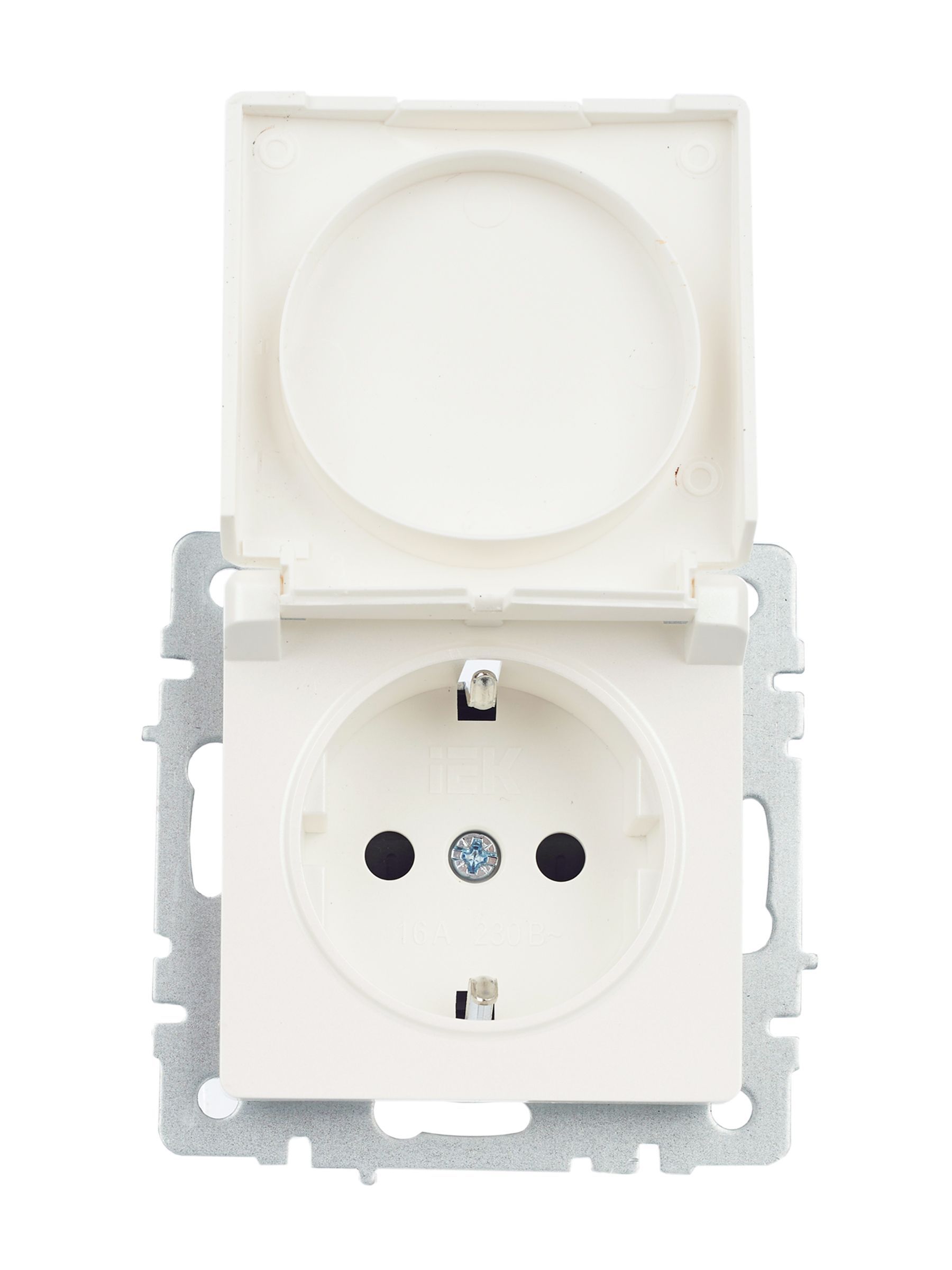 BRITE Розетка 1-местная с заземлением с защитными шторками и крышкой 16А IP20 РСбш10-3-БрЖ жемчуг IEK - Фото 9