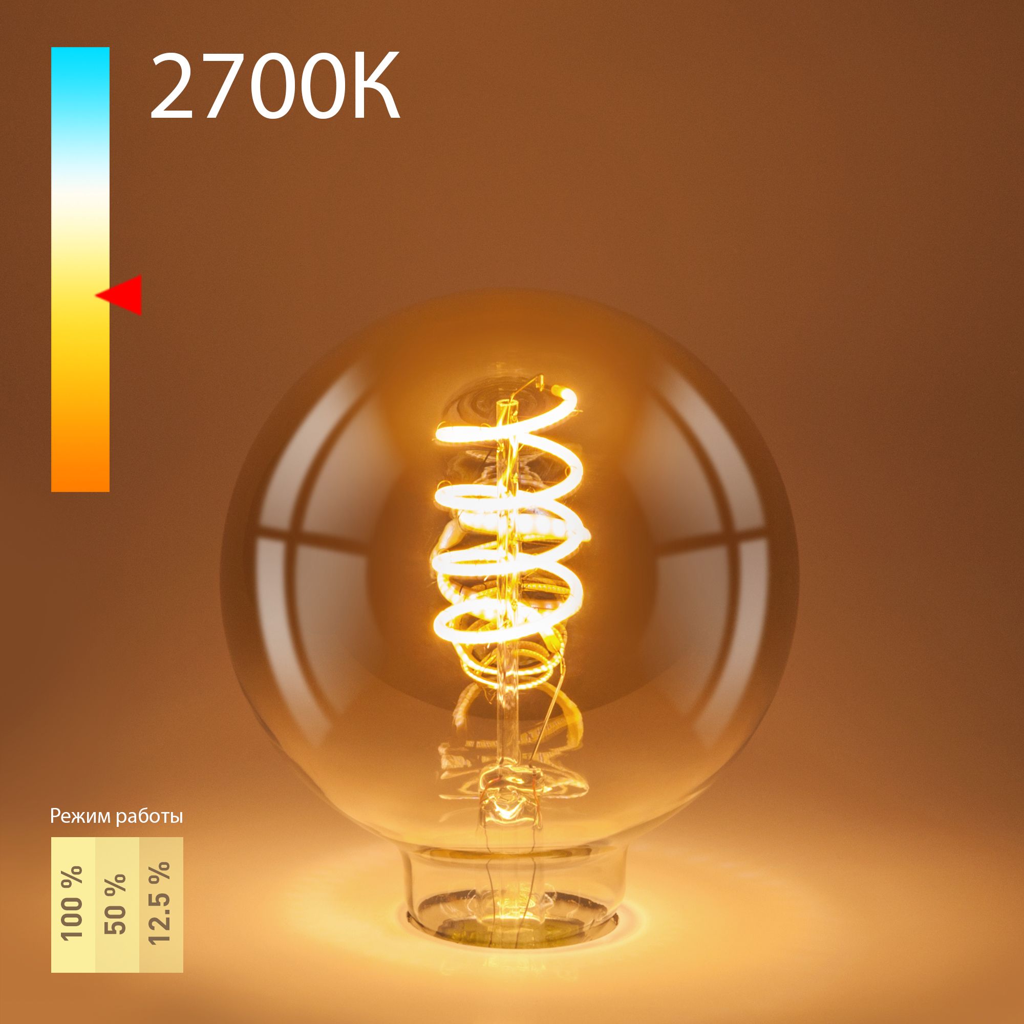 Лампа светодиодная филаментная Dimmable 5W 2700K E27 (G95 тонированный) BLE2747 Elektrostandard