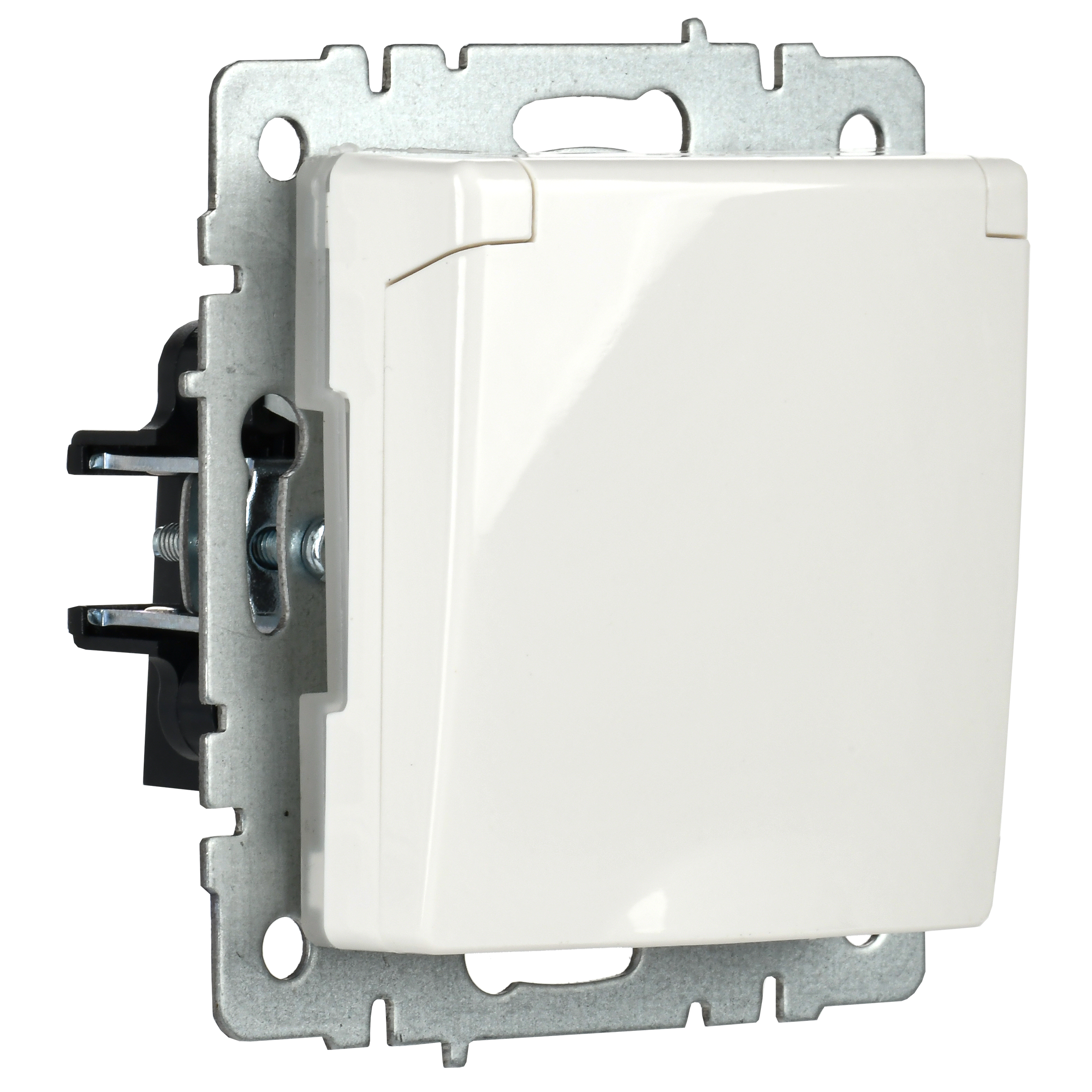 BRITE Розетка 1-местная с заземлением с защитными шторками и крышкой 16А IP44 РСбш10-3-44-БрБ белый IEK - Фото 2