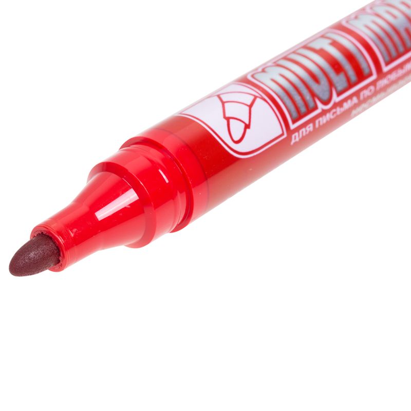 Маркер перманентный Multi Marker 3мм, красный, пулевидный Crown - Фото 5