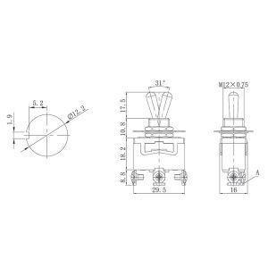 Тумблер 250V 15А (3c) ON-OFF-ON однополюсный  (KN-103)  REXANT (в упак. 1шт.) - Фото 3