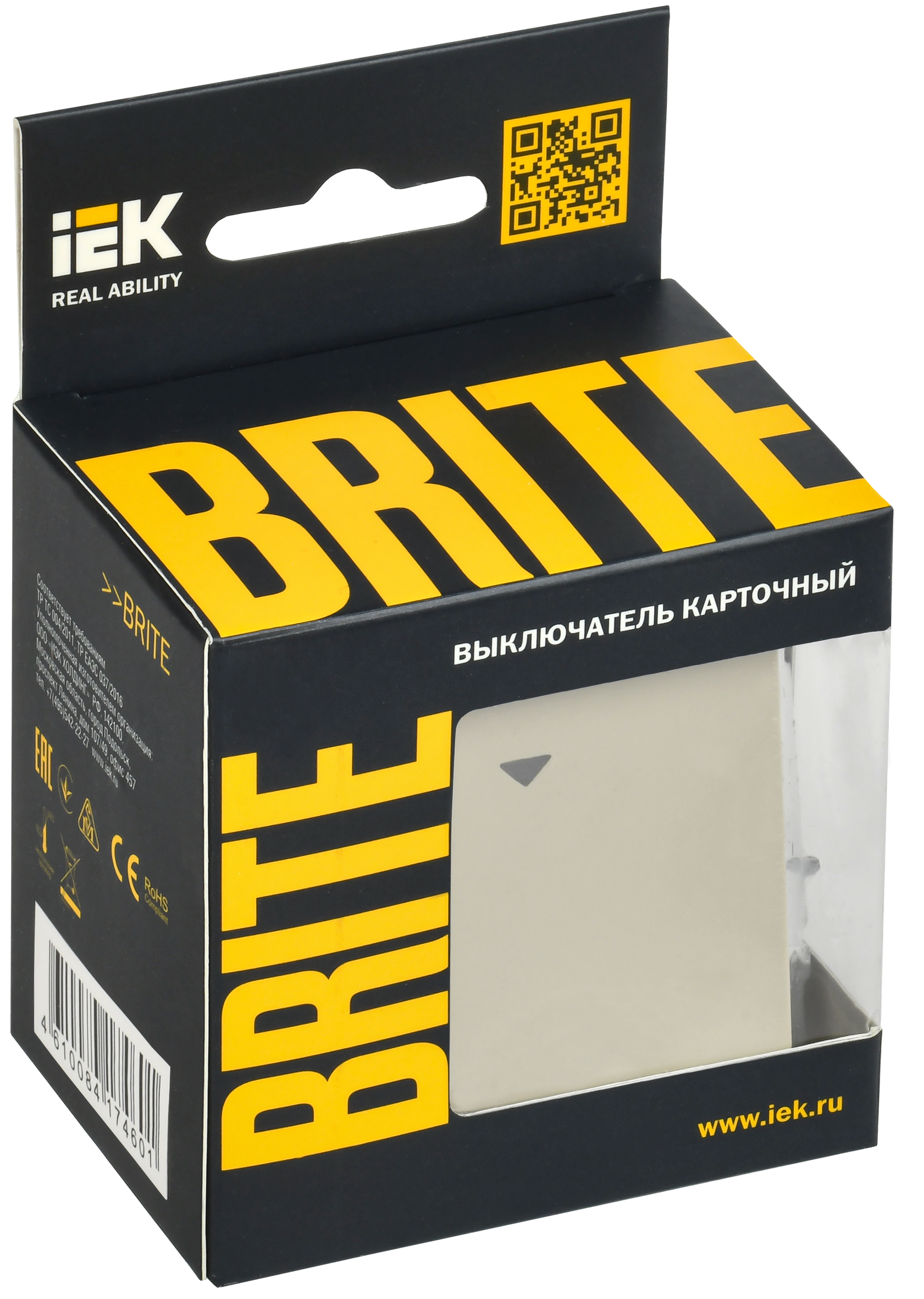 BRITE Выключатель карточный 30А ВС10-1-8-БрКр бежевый IEK - Фото 2