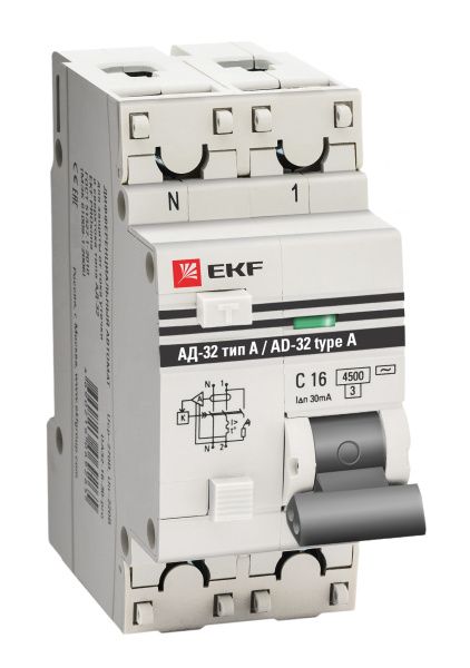 АД-32 1P+N 40А (С) 30мА тип (А) эл. 4,5кА EKF PROxima
