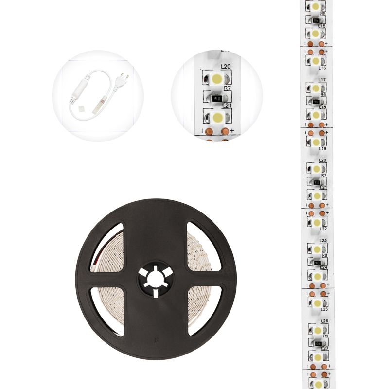Лента светодиодная 12В, SMD2835, 9,6 Вт/м, 120 LED/м, 6500K, 8мм, 5м, IP20 LAMPER - Фото 3