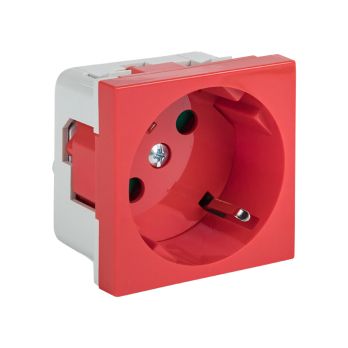 Розетка 45х45 PRO с зазем., с защ. шторками, 45 градусов, красная EKF
