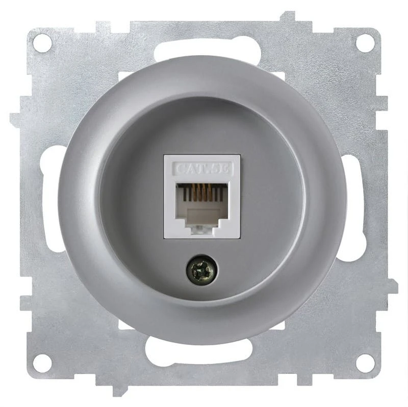 Розетка компьютерная 1xRJ45 кат.5e, цвет серый Florence