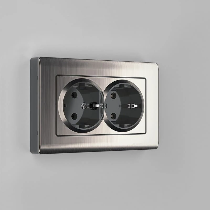 Рамка для двойной розетки Metallic (глянцевый никель) Werkel - Фото 2