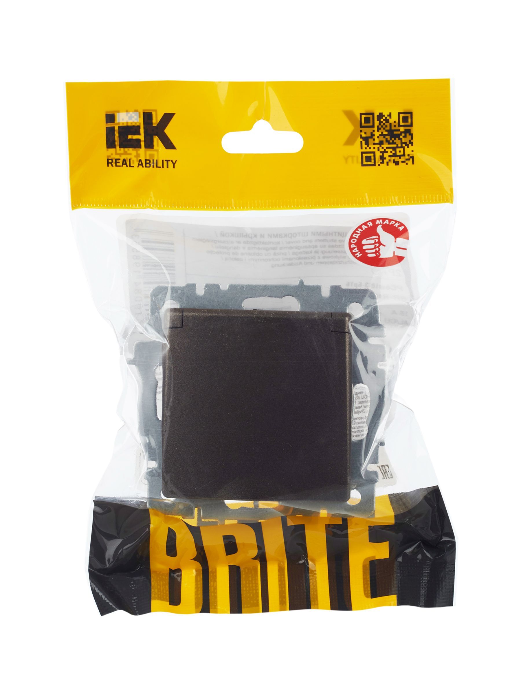 BRITE Розетка 1-местная с заземлением с защитными шторками и крышкой 16А IP20 РСбш10-3-БрТБ темная бронза IEK - Фото 6