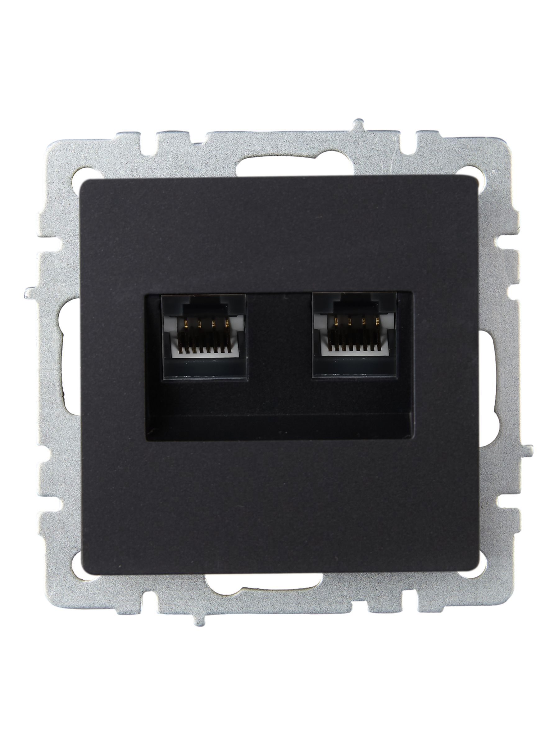 BRITE Розетка компьютерная двойная RJ45 кат.6 РК11-2-БрЧ черный IEK - Фото 3